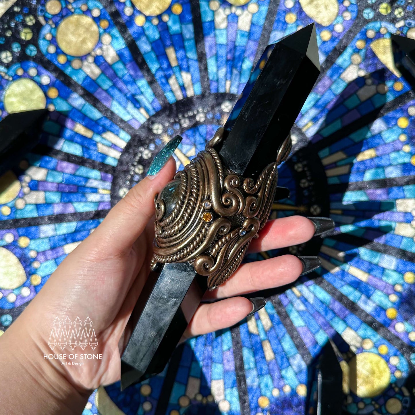 Natural Handmade Crystal Quartz Wand/Magic Crystal Quartz Wand/Black Obsidian Labradorite/Chakra Healing/Manifest Tool/Altar Tool