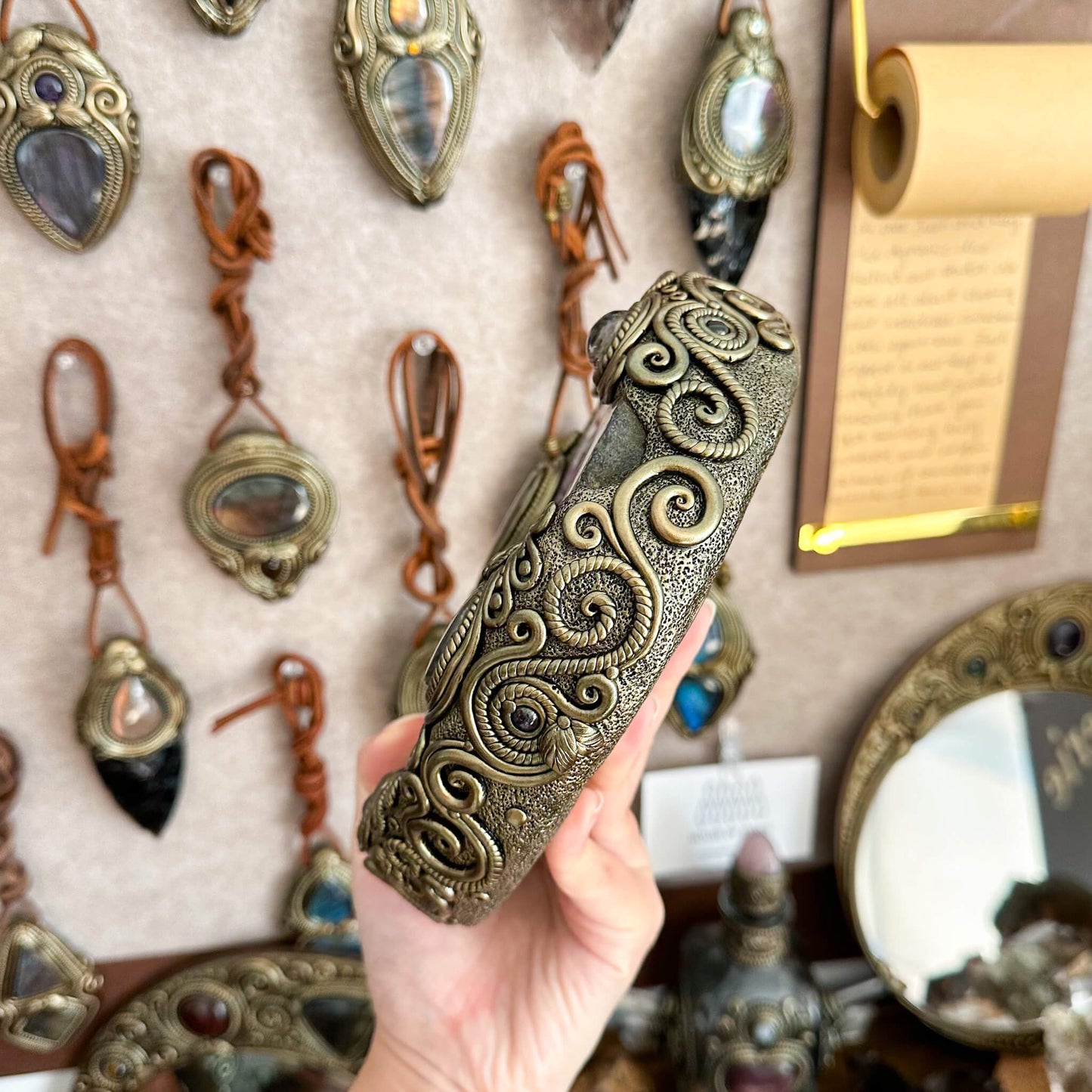 Natural Amethyst Portal Slice Geode Mirror/Brazil Amethyst Geode Druzy Portal Mirror/Handmade Crystal Portal Slice Mirror/Altar Tools