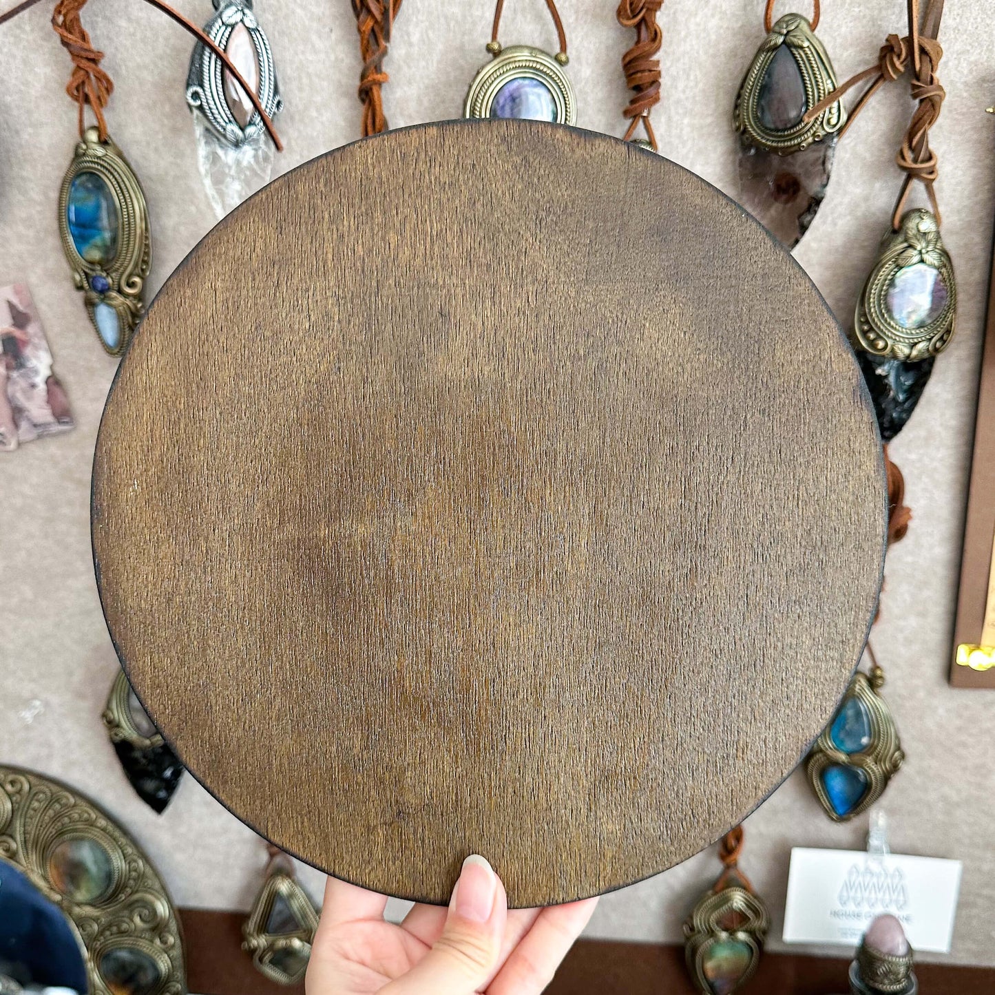 Natural Handmade Crystal Mirror/Magic Crystal Witch Mirror/Labradorite Mirror/Crystal Quartz Mirror/Chakra Healing/Manifest Altar Tool