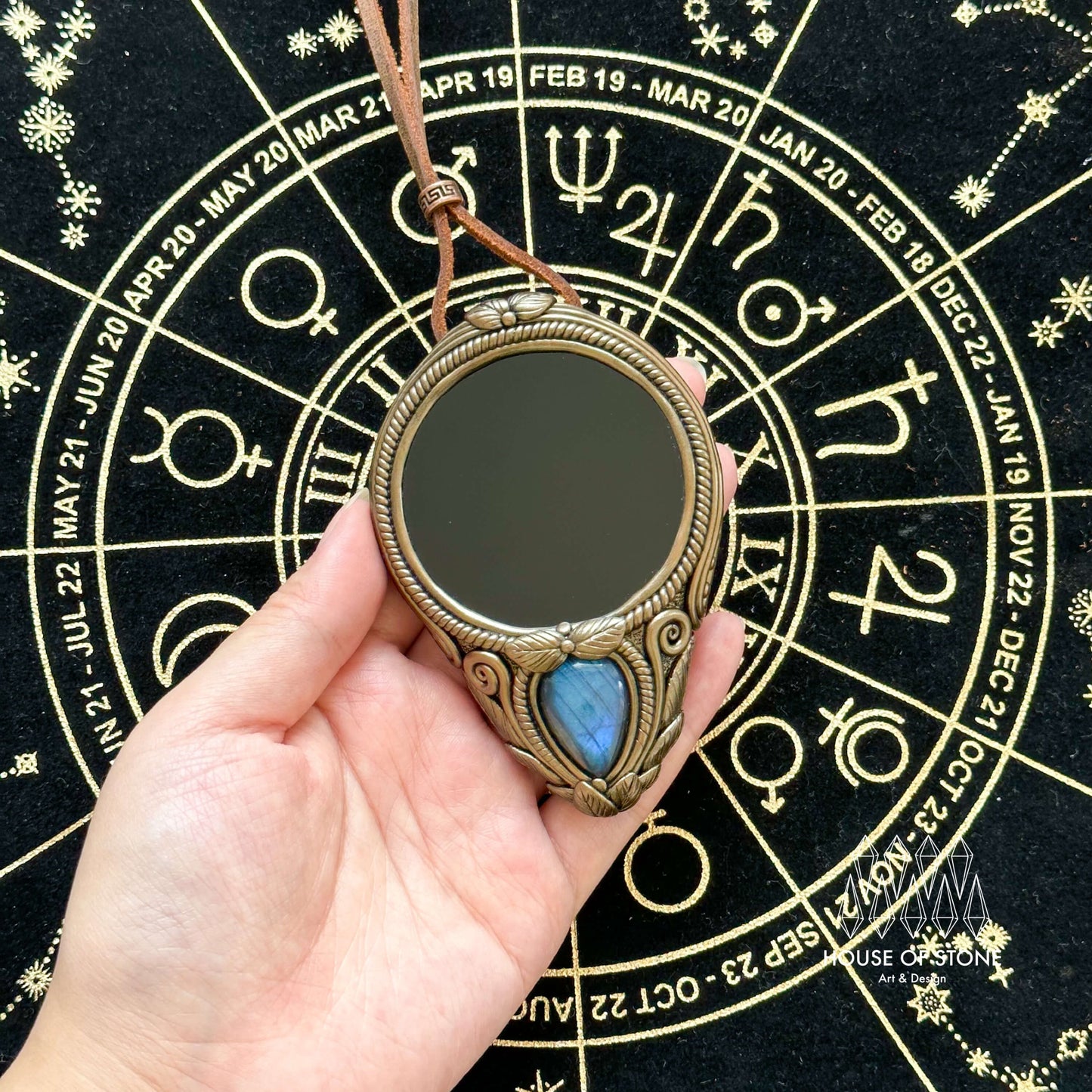 Natural Handmade Black Obsidian Pendant Necklace/Magic Obsidian Mirror Crystal Pendant/Scrying Mirror Labradorite Jewelry/Chakra/Altar Tool