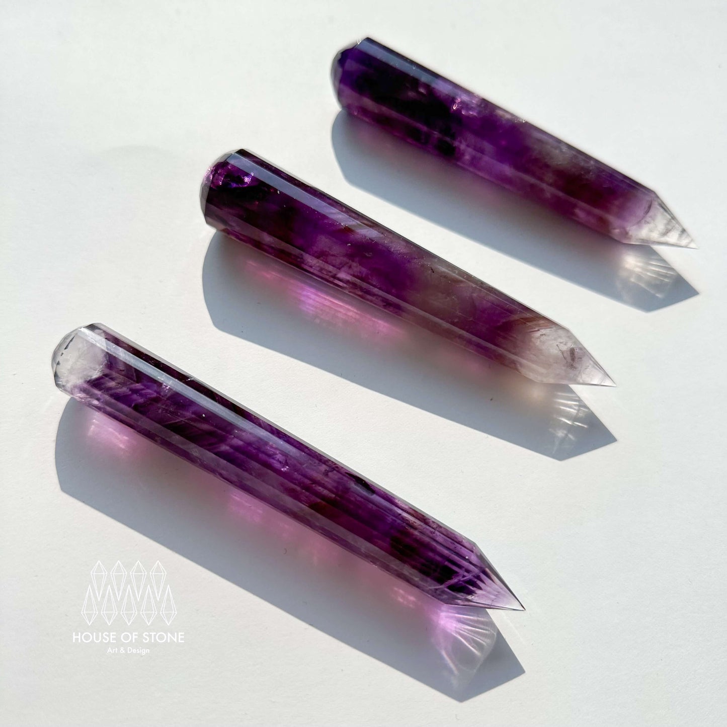 Natural Amethyst Vogel Crystal Point Wand/Amethyst Quartz Point Wand/Hand Carved Amethyst 24-sided Point Wand/Chakra Healing Tool/Altar Tool