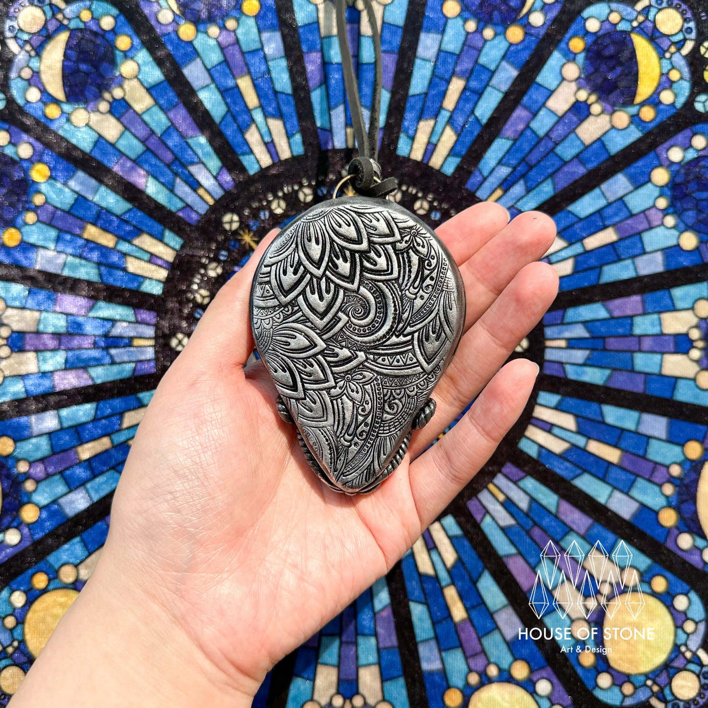 Handmade Natural Black Obsidian Pendant Necklace/Magic Obsidian Mirror Crystal Pendant/Scrying Mirror Talisman Protection Jewelry/Altar Tool
