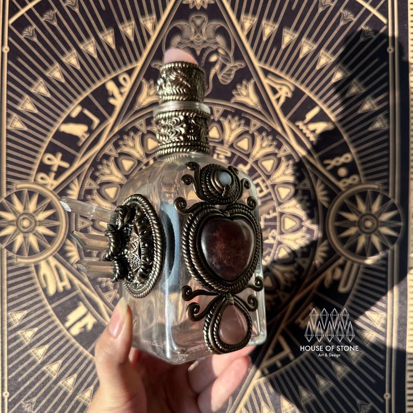 Handmade Natural Crystal Spell Jar/Apothecary Spell Jar/Magic Potion Bottle/Witch Apothecary Bottle/Large Wish bottle/Intention bottle