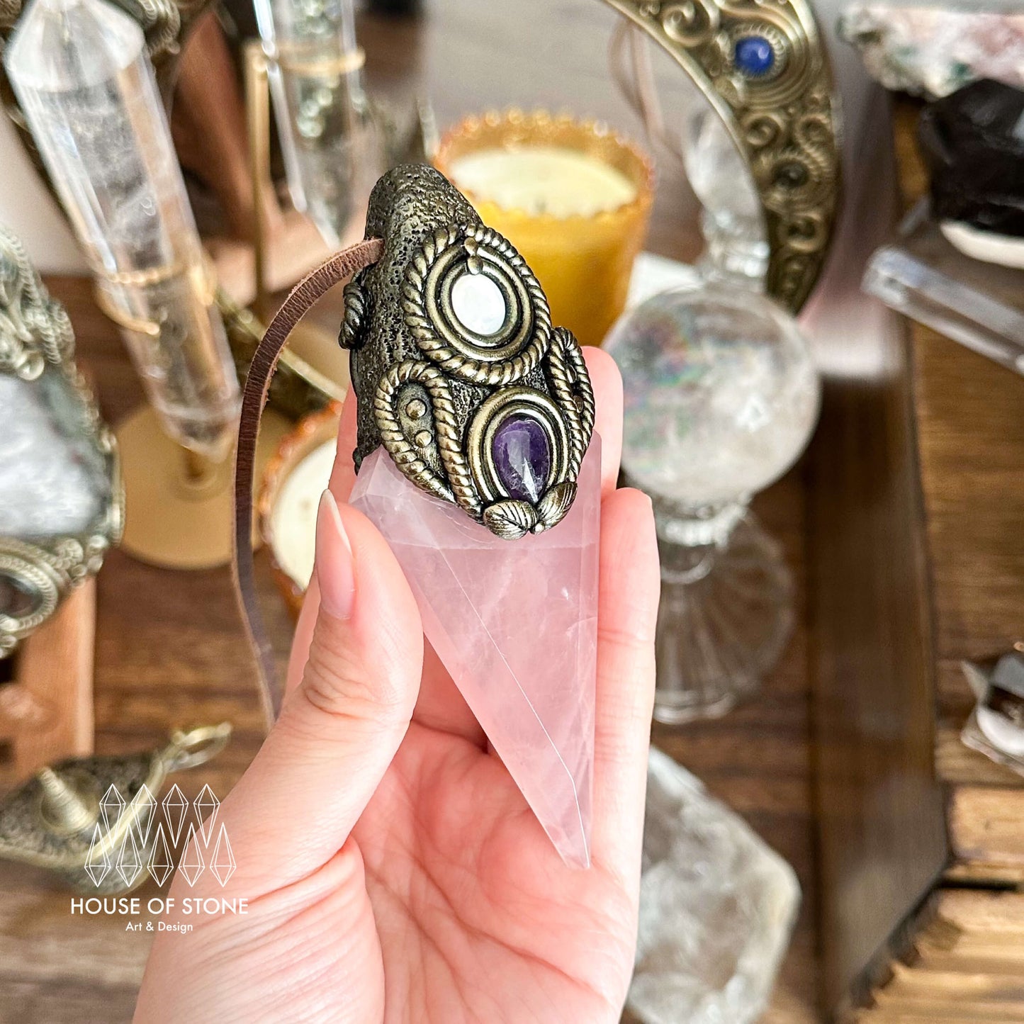 Handmade Natural Rose Quartz Pendant Necklace/Magic Rose Quartz Crystal Protection Pendant/Garden Quartz Jewelry/Chakra/Altar Tool