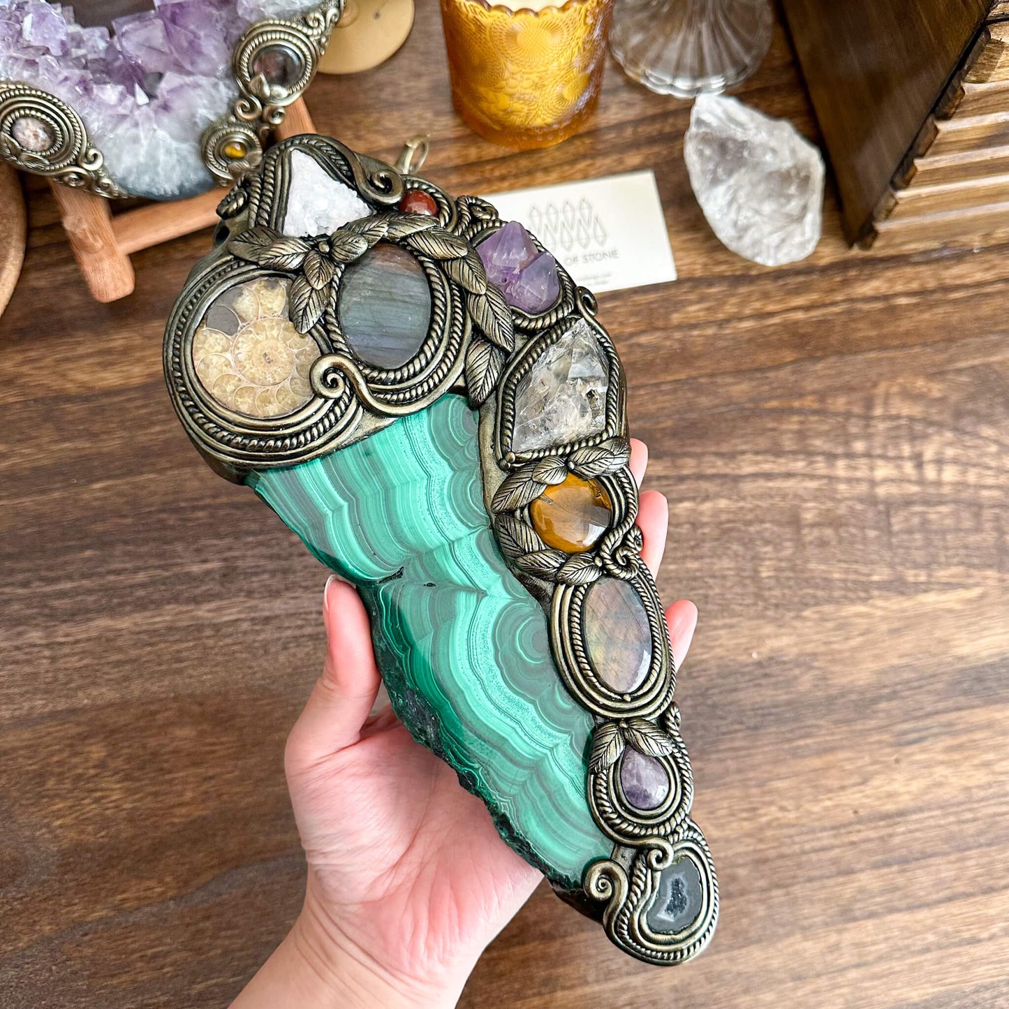 Handmade Natural Malachite Crystal Wall Hanging Decor/Spiritual Window Interior Room Hangings/Christmas Crystal Door Hanging