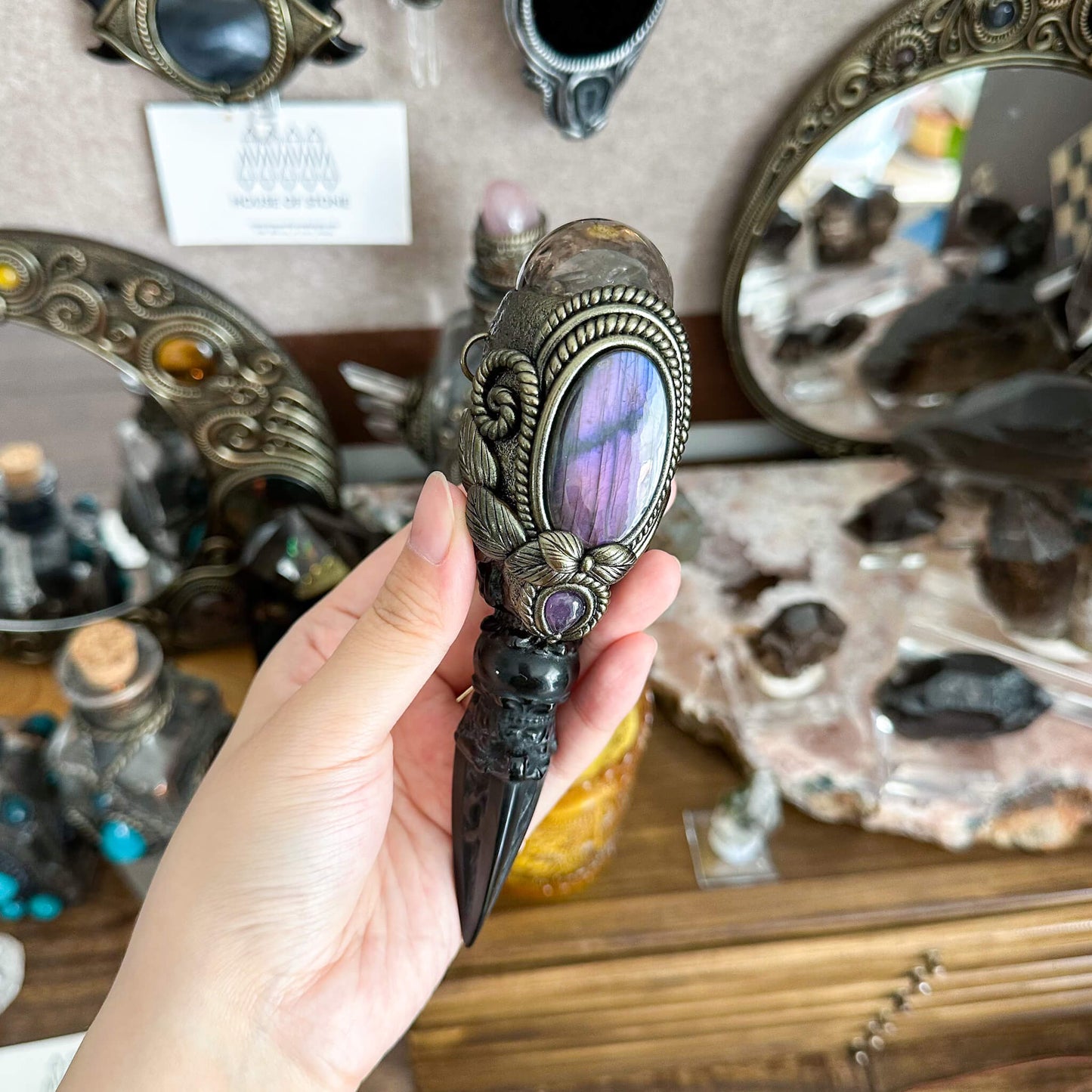 Handmade Natural Smoky Quartz Pendant Necklace/Magic Obsidian Crystal Protection Pendant/Talisman Amulet Jewelry/Chakra/Altar Tool
