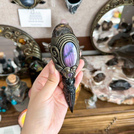 Handmade Natural Smoky Quartz Pendant Necklace/Magic Obsidian Crystal Protection Pendant/Talisman Amulet Jewelry/Chakra/Altar Tool
