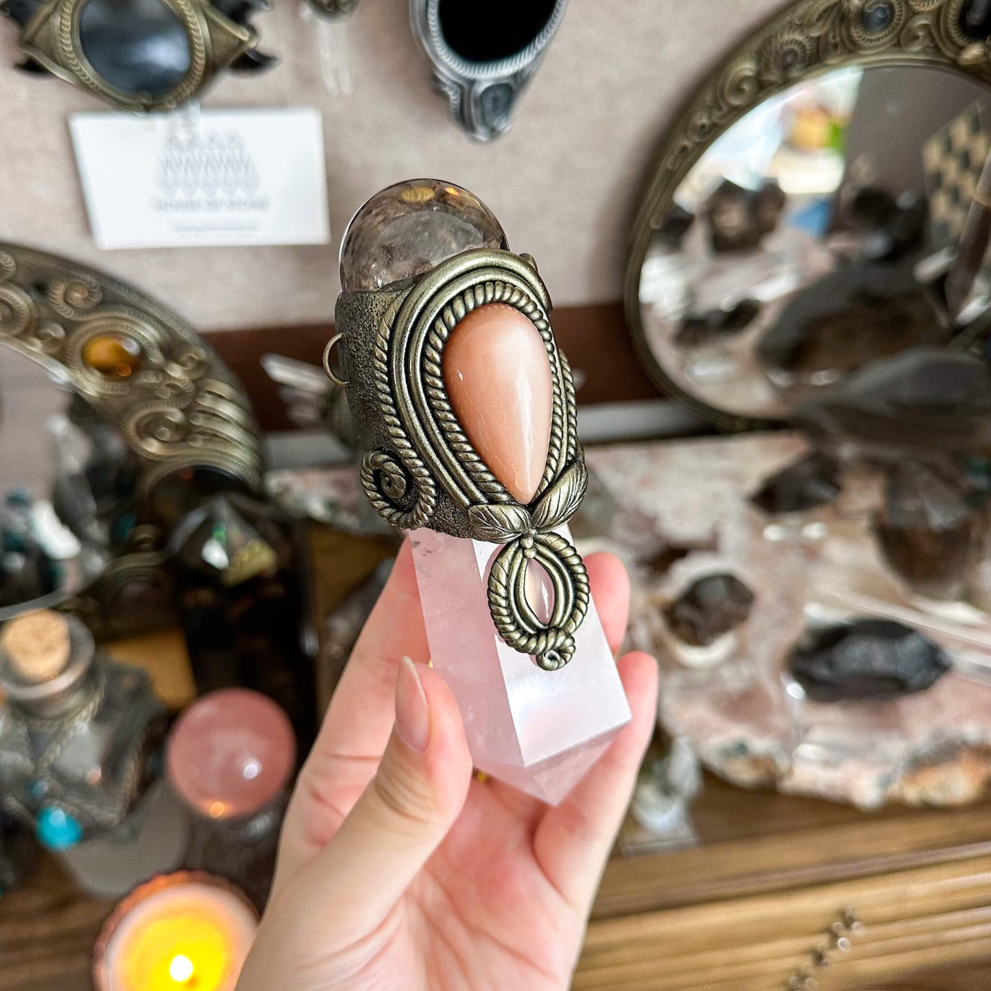 Handmade Natural Rose Quartz Pendant Necklace/Magic Smoky Quartz Crystal Protection Pendant/Talisman Amulet Jewelry/Chakra/Altar Tool