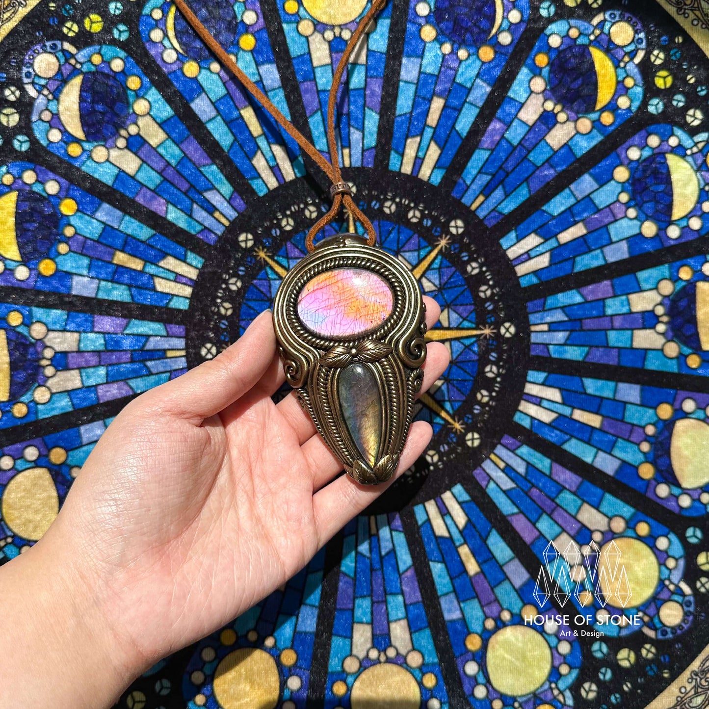 Natural Handmade Labradorite Pendant Necklace/Magic Labradorite Crystal Double-sided Pendant/Labradorite Jewelry/Chakra/Altar Tool