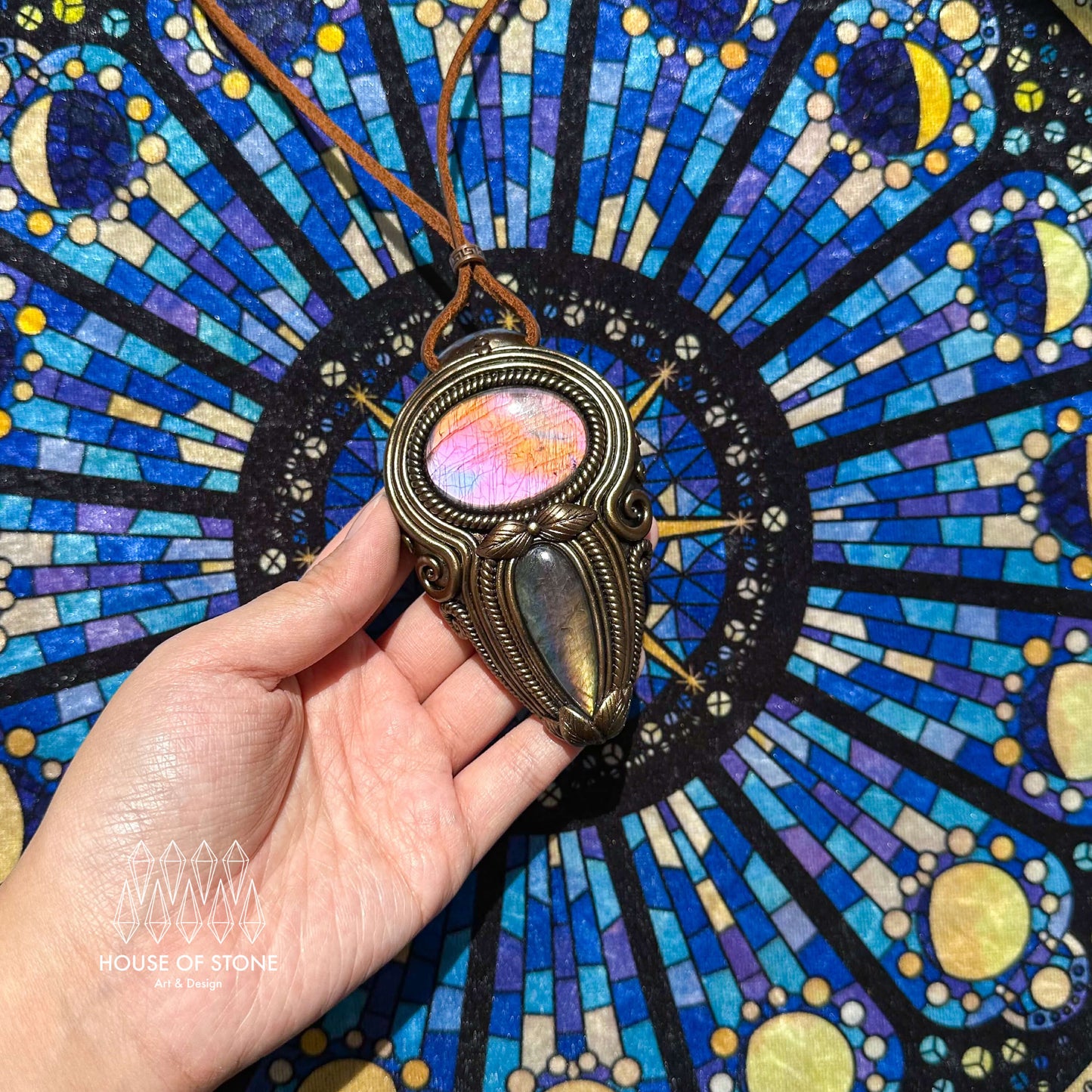 Natural Handmade Labradorite Pendant Necklace/Magic Labradorite Crystal Double-sided Pendant/Labradorite Jewelry/Chakra/Altar Tool