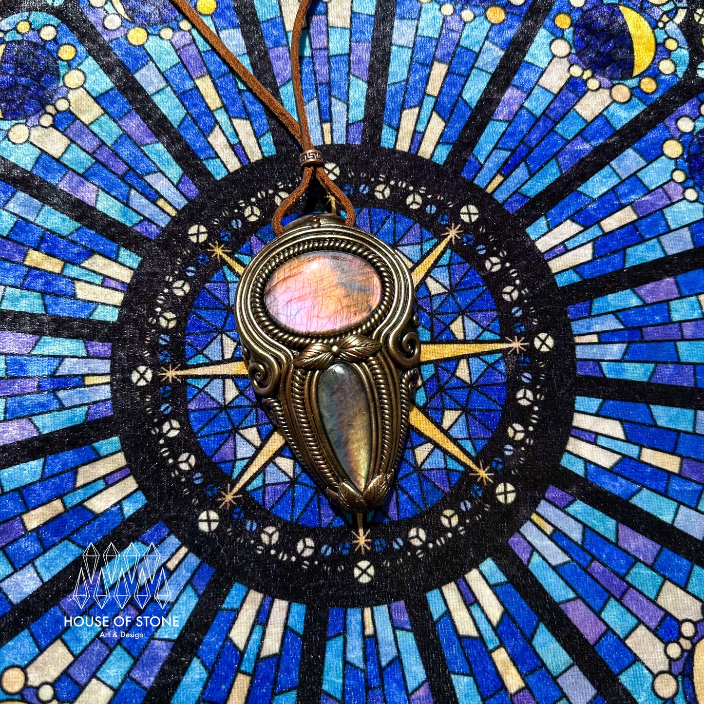 Natural Handmade Labradorite Pendant Necklace/Magic Labradorite Crystal Double-sided Pendant/Labradorite Jewelry/Chakra/Altar Tool