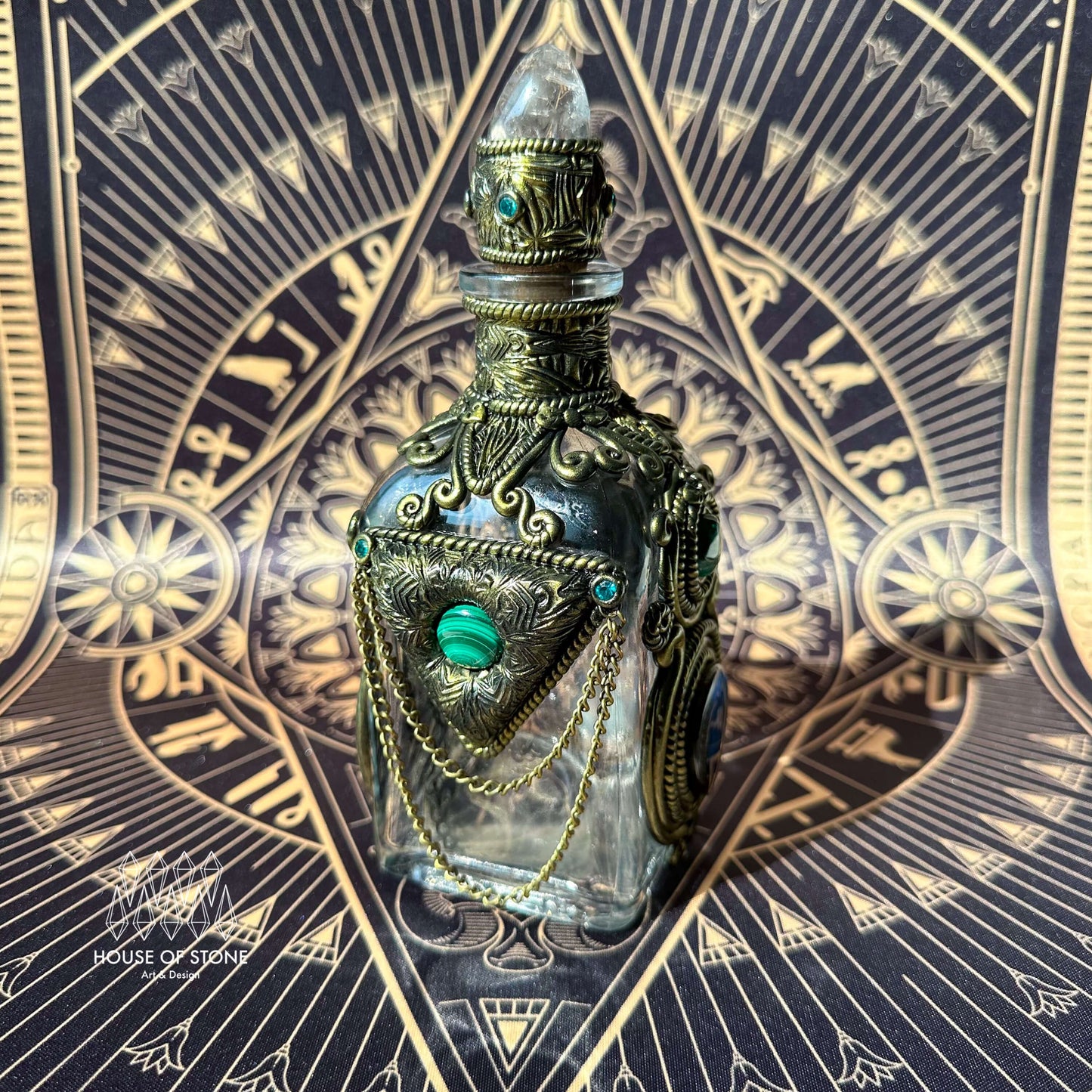 Handmade Natural Crystal Spell Jar/Apothecary Spell Jar/Magic Potion Bottle/Witch Apothecary Bottle/Large Wish bottle/Intention bottle