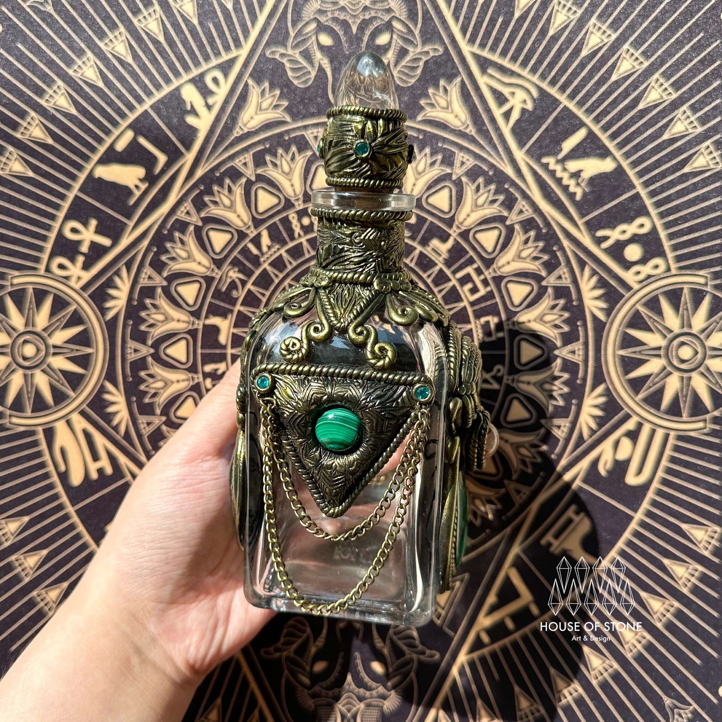 Handmade Natural Crystal Spell Jar/Apothecary Spell Jar/Magic Potion Bottle/Witch Apothecary Bottle/Large Wish bottle/Intention bottle