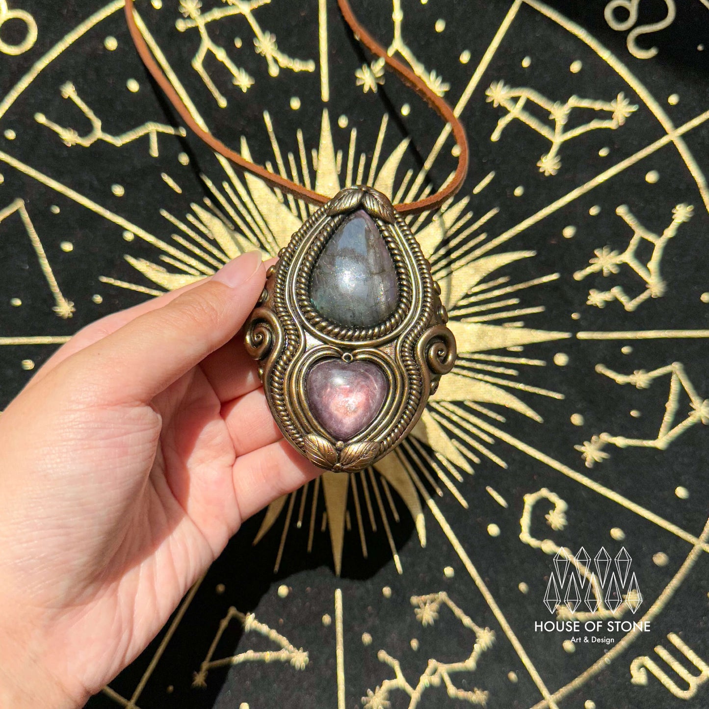 Natural Handmade Labradorite Pendant Necklace/Magic Labradorite Crystal Double-sided Pendant/Labradorite Jewelry/Chakra/Altar Tool