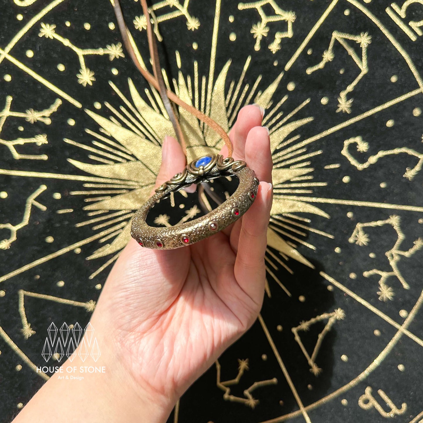 Natural Handmade Black Obsidian Pendant Necklace/Magic Obsidian Mirror Crystal Pendant/Scrying Mirror Tigers Eye Jasper Jewelry/Altar Tool