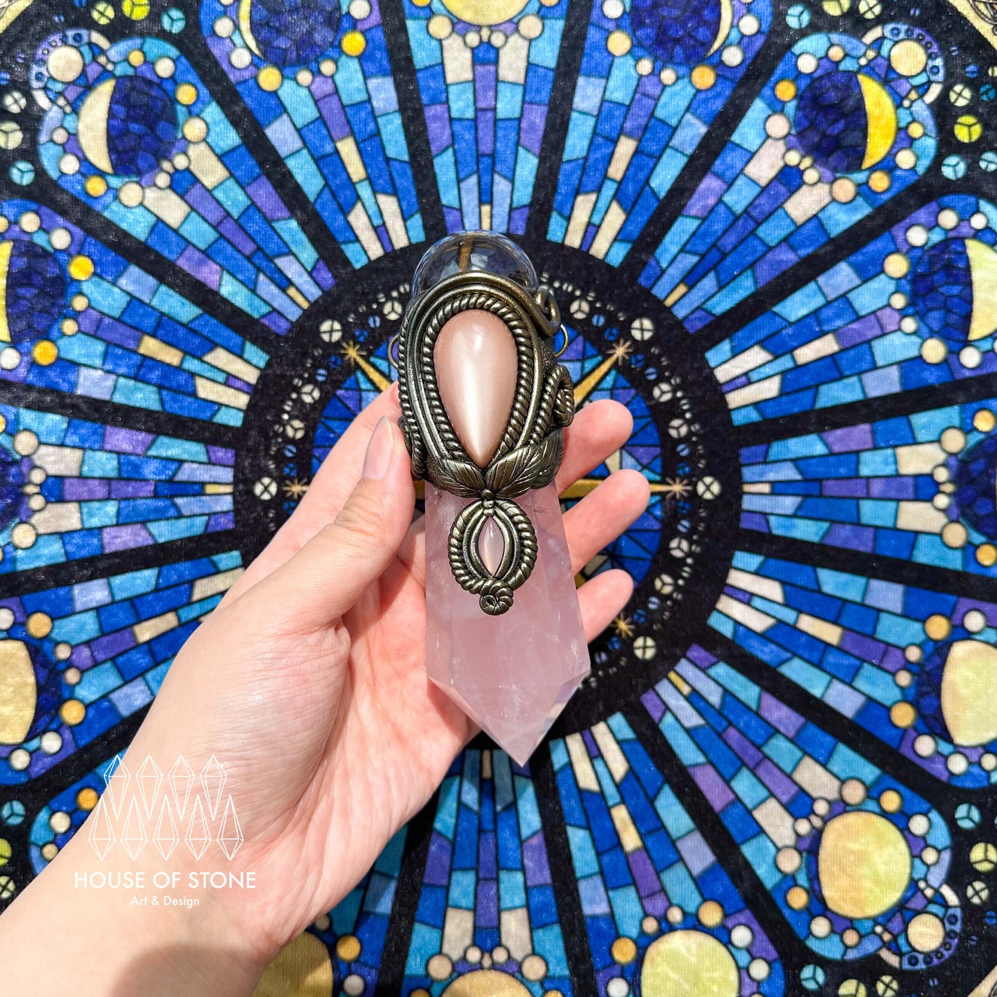Handmade Natural Rose Quartz Pendant Necklace/Magic Smoky Quartz Crystal Protection Pendant/Talisman Amulet Jewelry/Chakra/Altar Tool