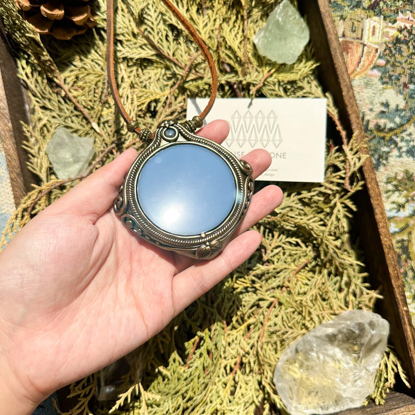 Natural Handmade Black Obsidian Pendant Necklace/Magic Obsidian Mirror Crystal Pendant/Scrying Mirror Labradorite Jewelry/Chakra/Altar Tool