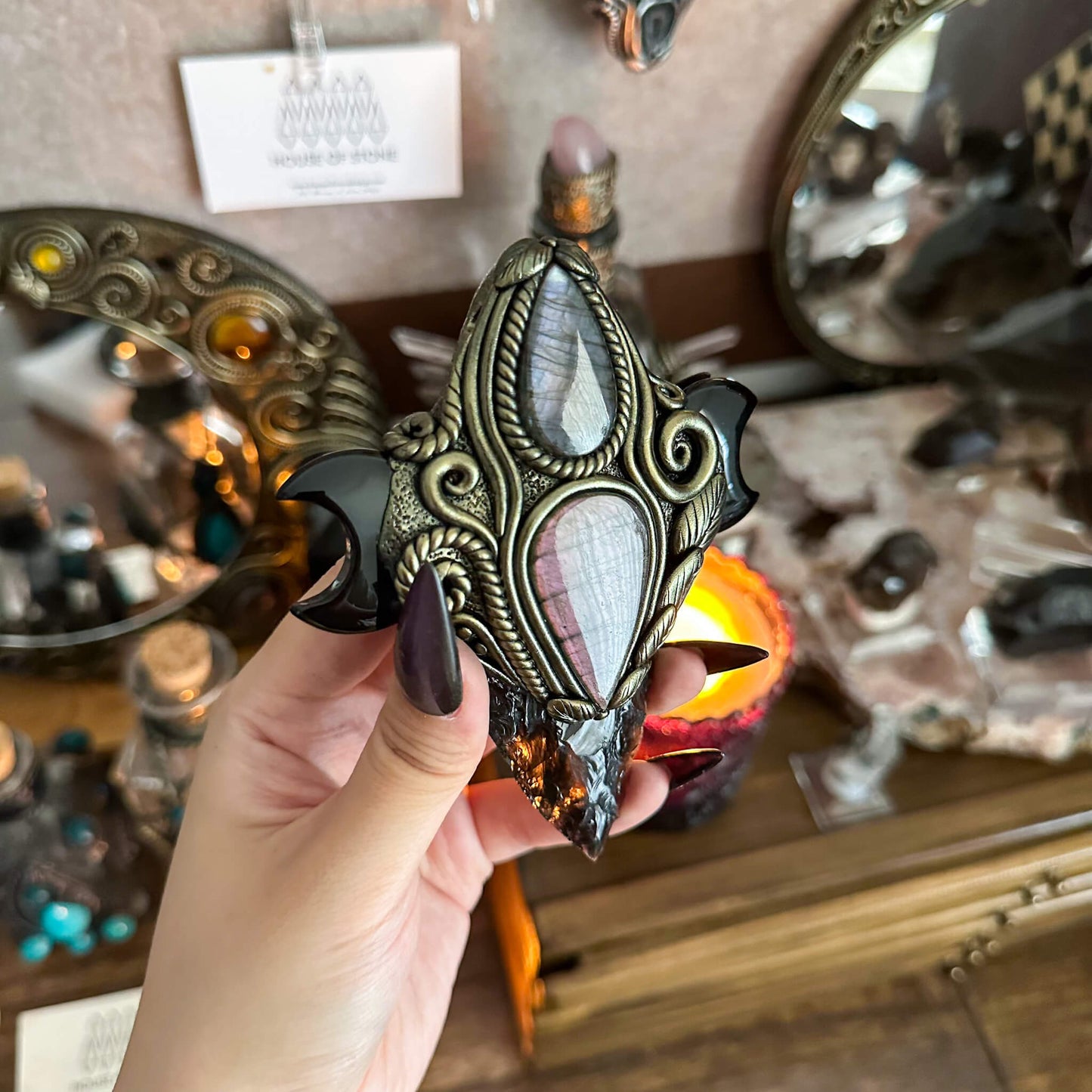 Handmade Natural Black Obsidian Pendant Necklace/Magic Smoky Quartz Crystal Protection Pendant/Talisman Amulet Jewelry/Chakra/Altar Tool