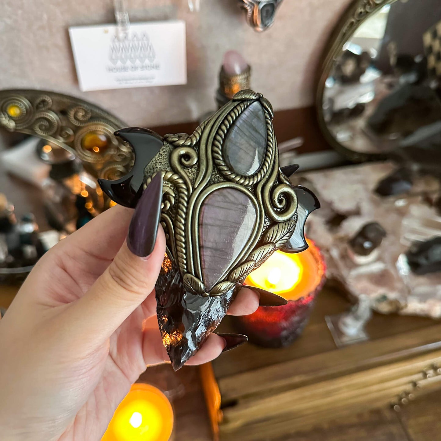 Handmade Natural Black Obsidian Pendant Necklace/Magic Smoky Quartz Crystal Protection Pendant/Talisman Amulet Jewelry/Chakra/Altar Tool