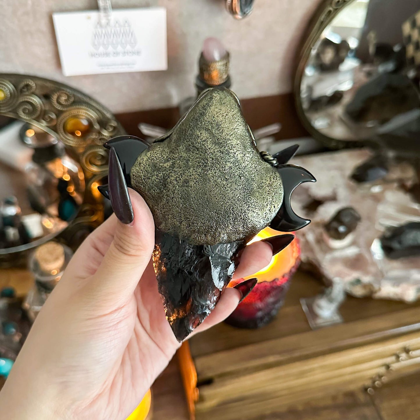 Handmade Natural Black Obsidian Pendant Necklace/Magic Smoky Quartz Crystal Protection Pendant/Talisman Amulet Jewelry/Chakra/Altar Tool