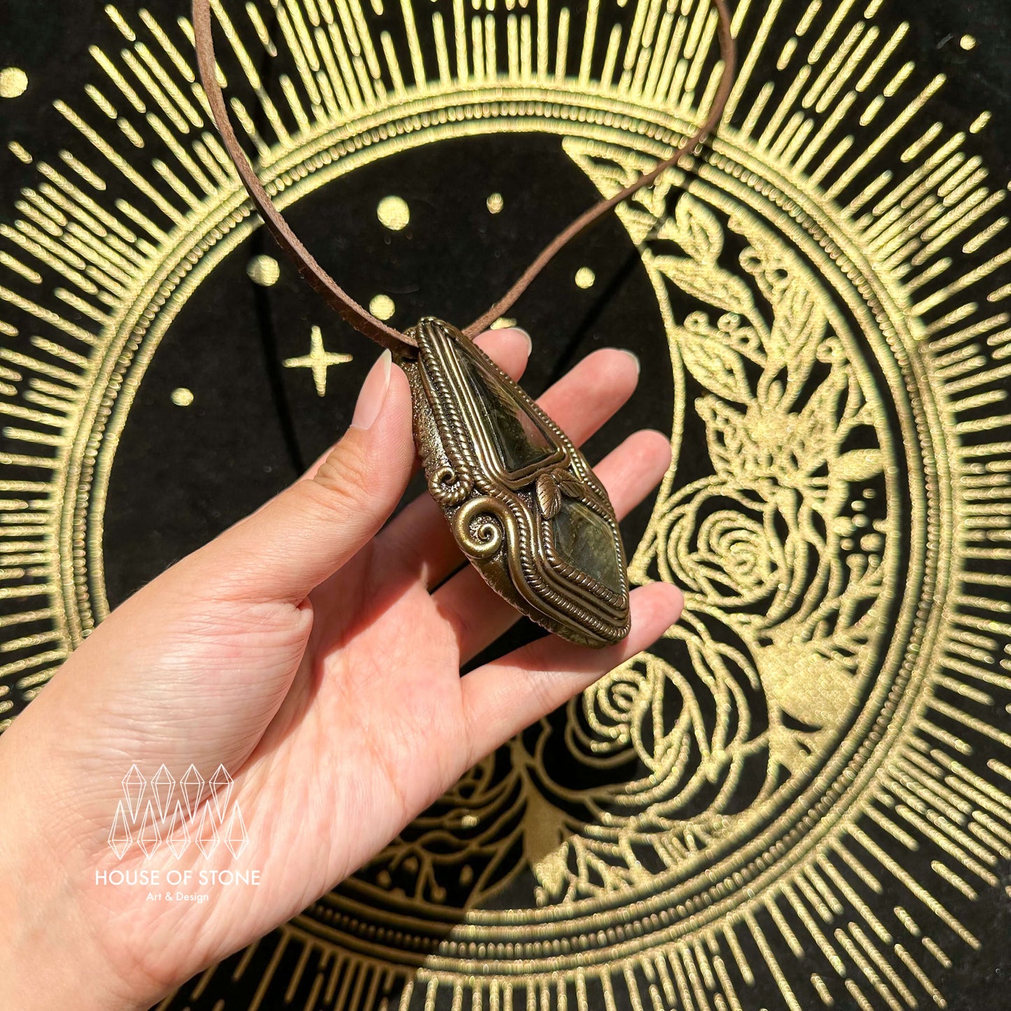 Natural Handmade Labradorite Pendant Necklace/Magic Quartz Crystal Double-sided Pendant/Labradorite Jewelry/Chakra/Altar Tool