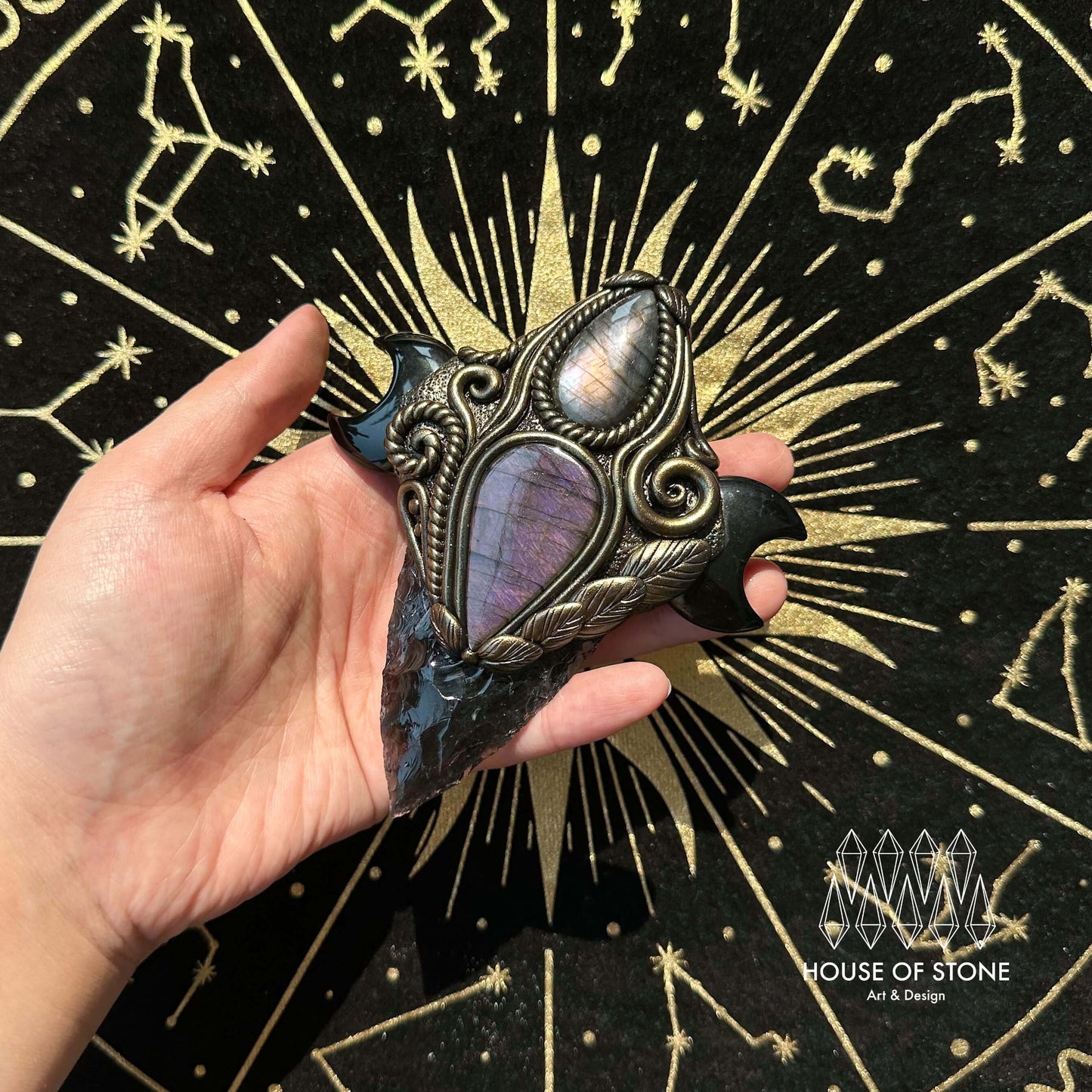 Handmade Natural Black Obsidian Pendant Necklace/Magic Smoky Quartz Crystal Protection Pendant/Talisman Amulet Jewelry/Chakra/Altar Tool
