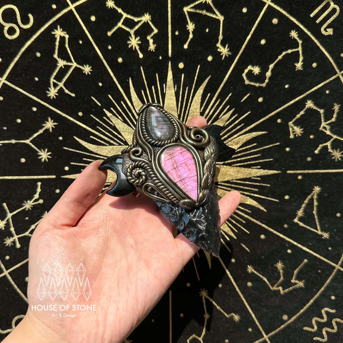 Handmade Natural Black Obsidian Pendant Necklace/Magic Smoky Quartz Crystal Protection Pendant/Talisman Amulet Jewelry/Chakra/Altar Tool