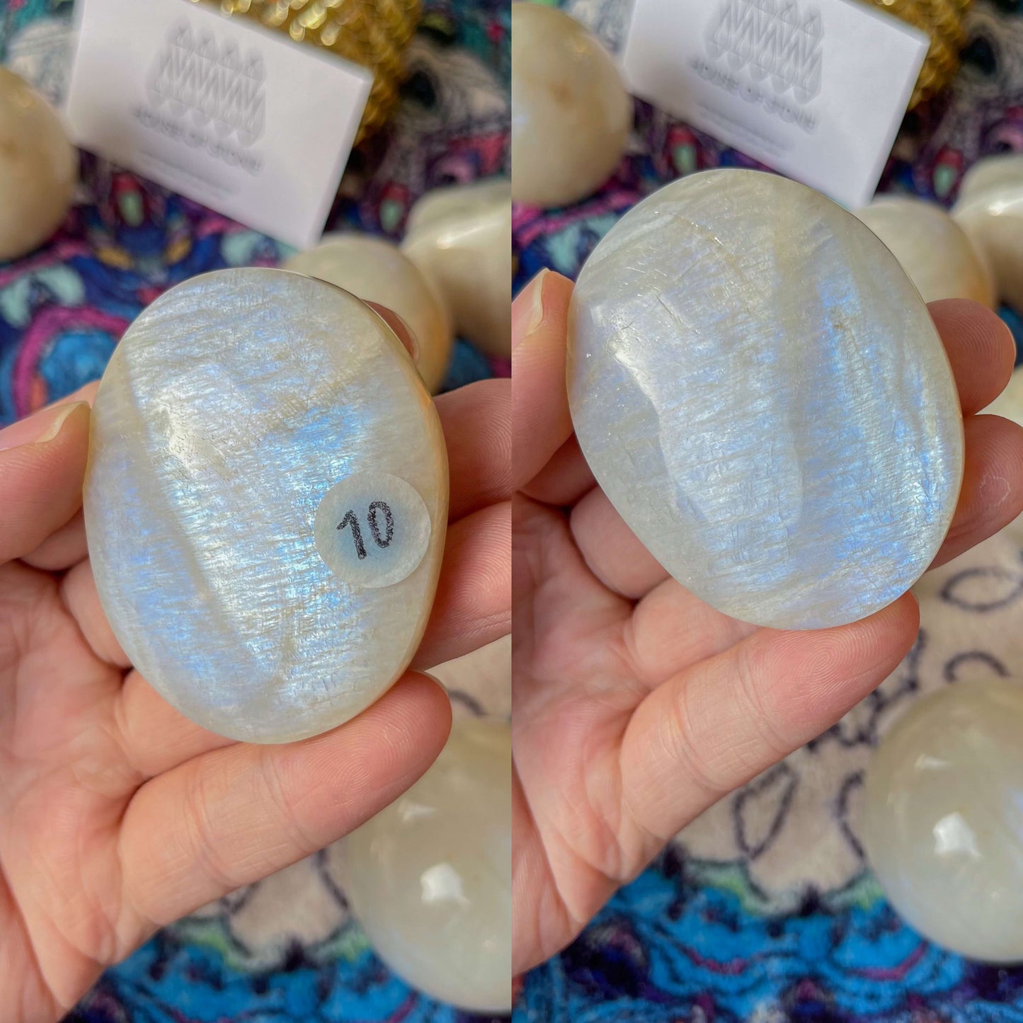 High Quality Small Moonstone Palm Stone/Natural White Moonstone Heart/Rainbow Pocket Stone/Goddess Energy/AAA