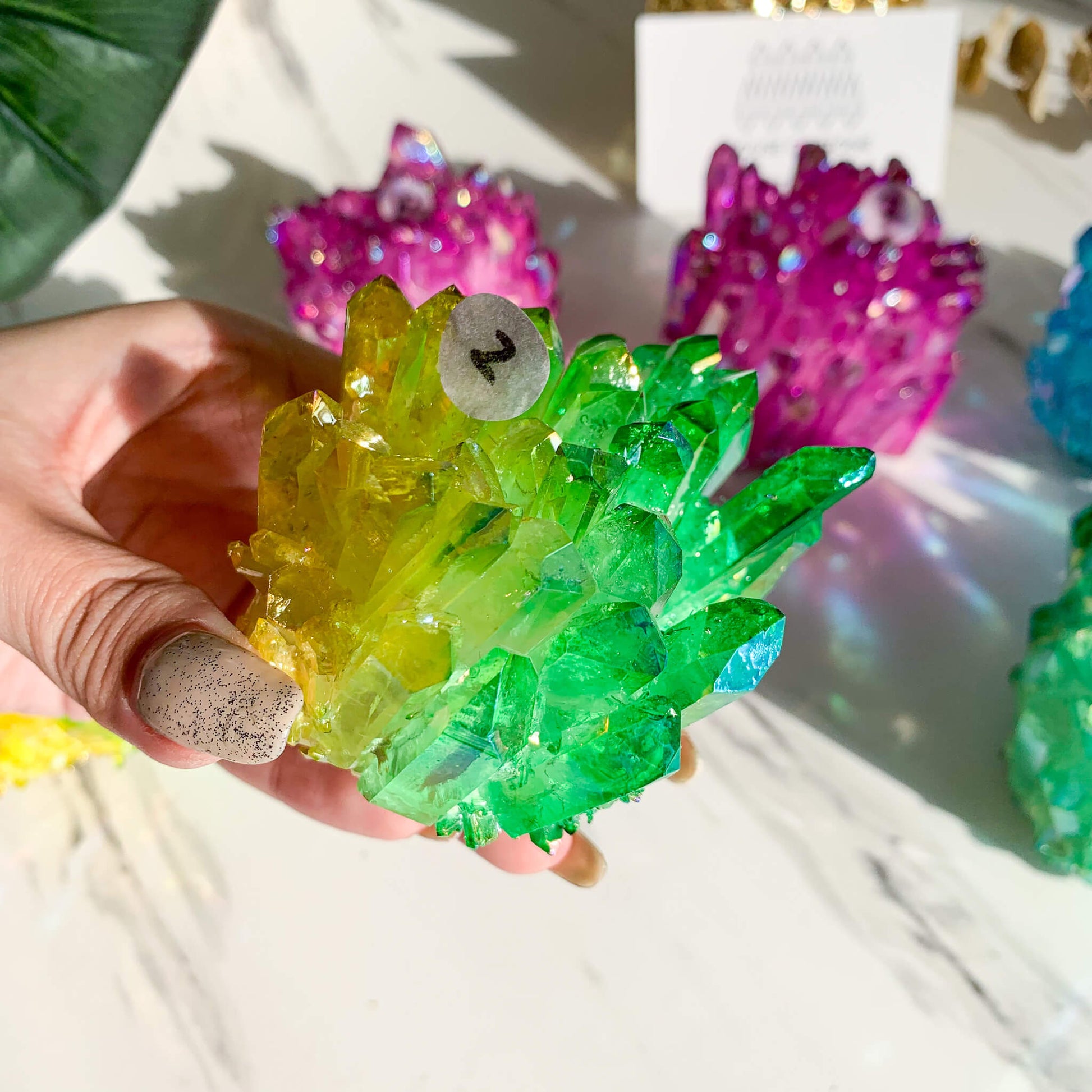 Colorful Aura Quartz Cluster/Raw Rainbow Crystal Cluster/High