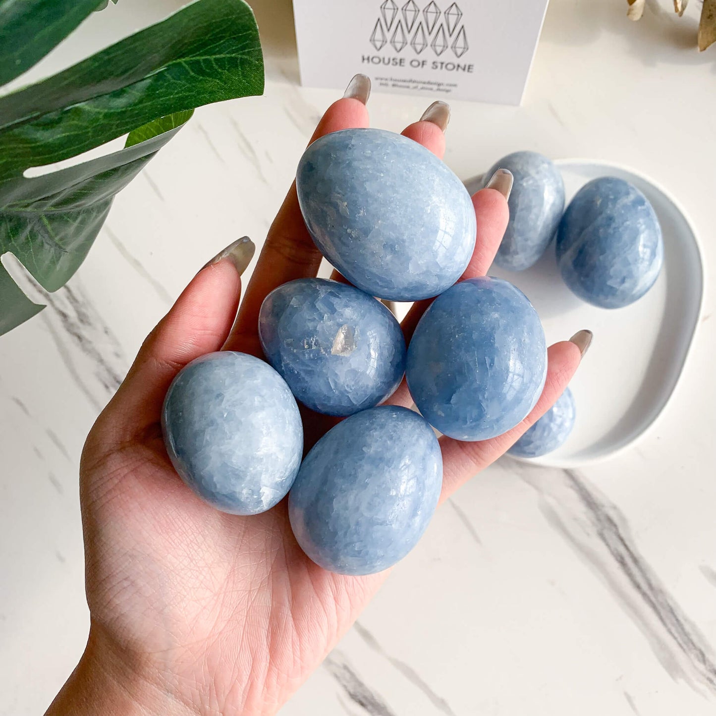 Blue Calcite Egg/Calcite Palm Stone/Calcite Polished Stone
