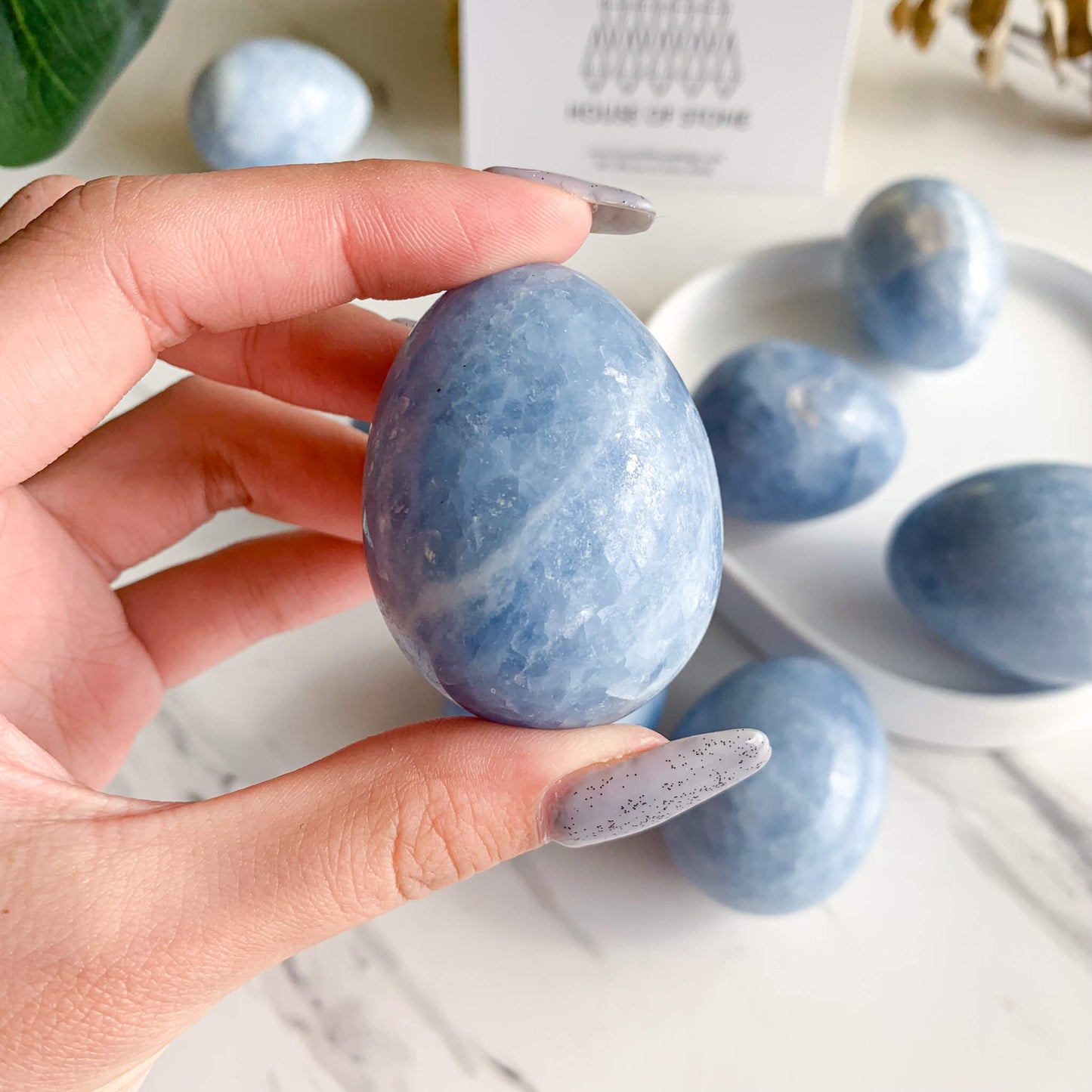 Blue Calcite Egg/Calcite Palm Stone/Calcite Polished Stone