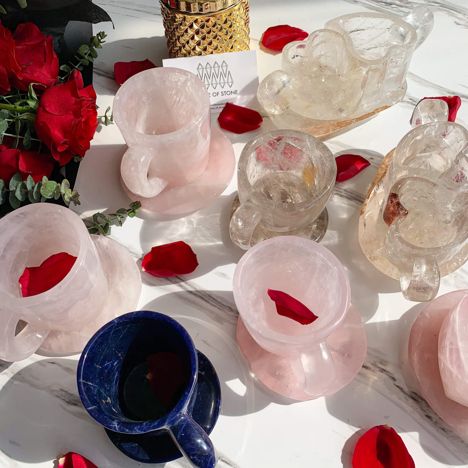 EXCLUSIVE High Quality Rose Quartz Crystal Teacup Set