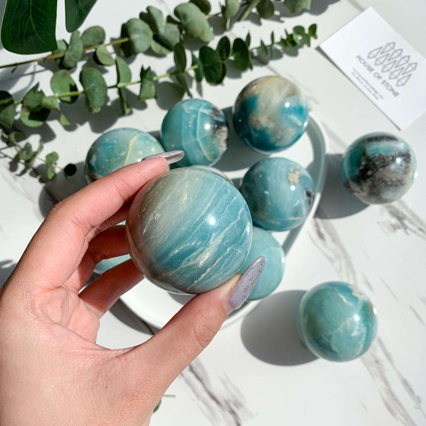 Natural Blue Caribbean Calcite Sphere/High Quality Blue Caribbean Amazonite Sphere/Gemstone Sphere/AAA