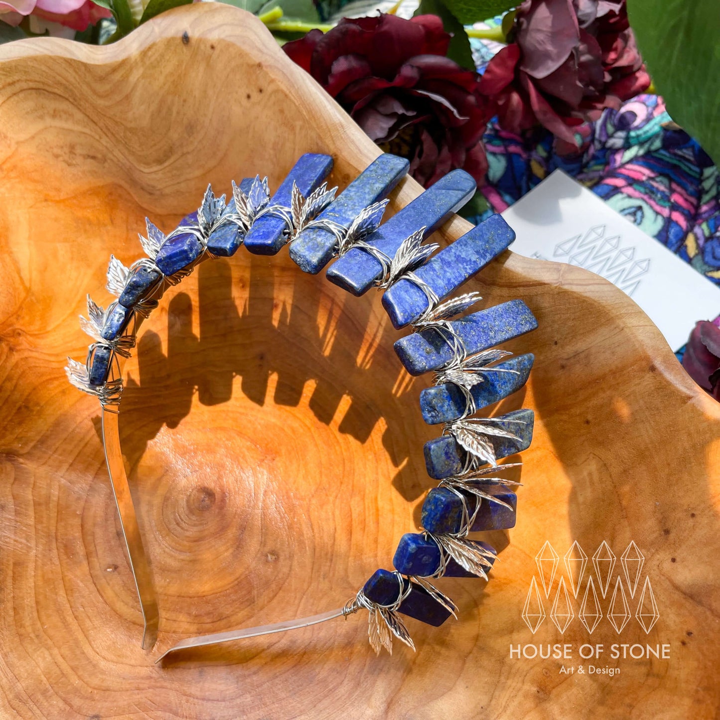 Natural Lapis Lazuli Crystal Crown/Gemstone Crown/Tiara Healing/Wedding Bride Jewelry Headband Gift