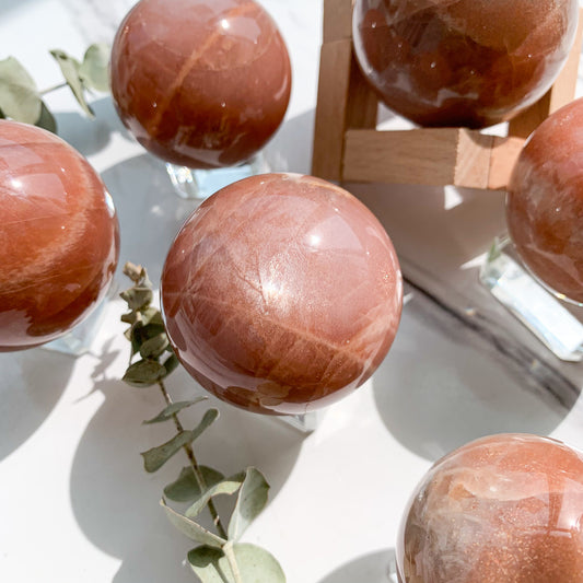 Rare Peach Moonstone With Sunstone Sphere/Natural Gold Peach Moonstone Sphere/High Quality Peach Moonstone/Sacral Chakra Healing/AAA