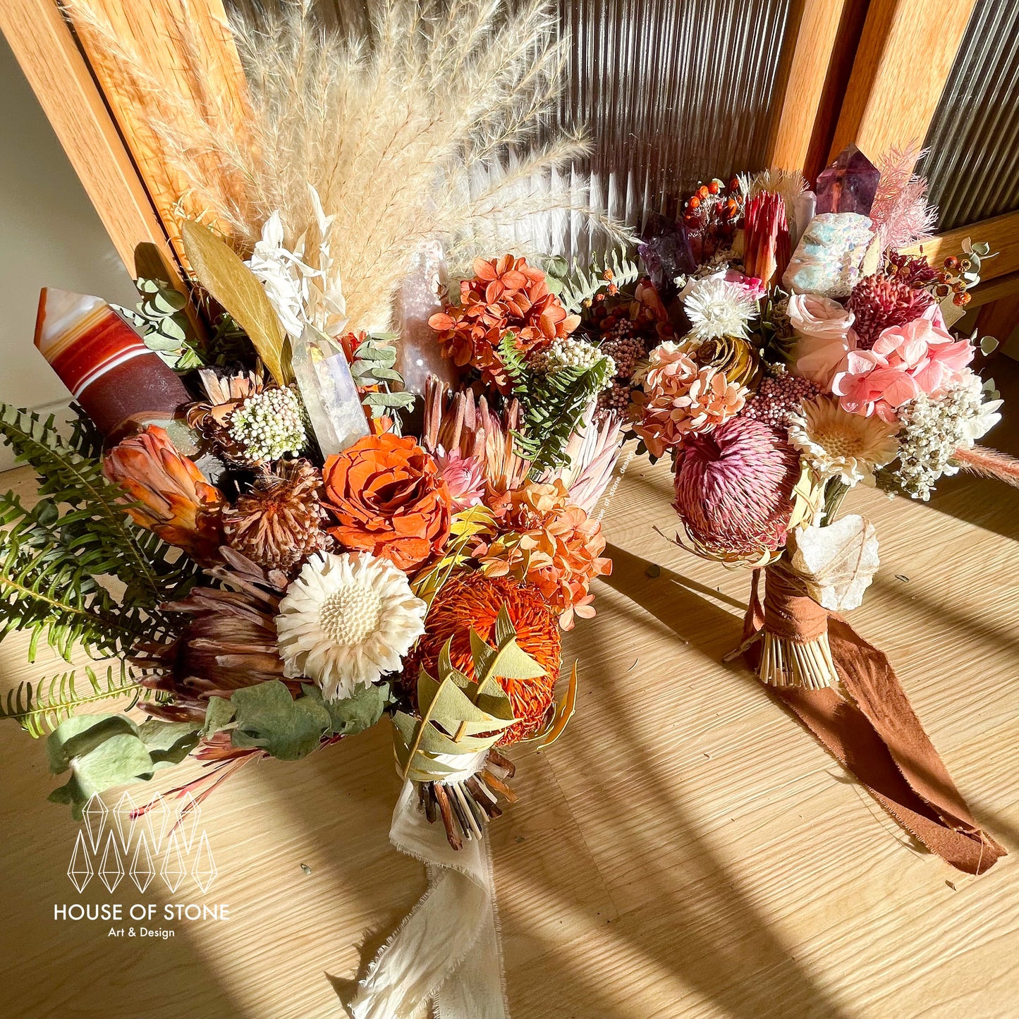 Crystal Dried Flowers Bouquet/Natural Crystal Preserved Flowers Bouquet/Wedding Crystal Bouquet/Home Decoration