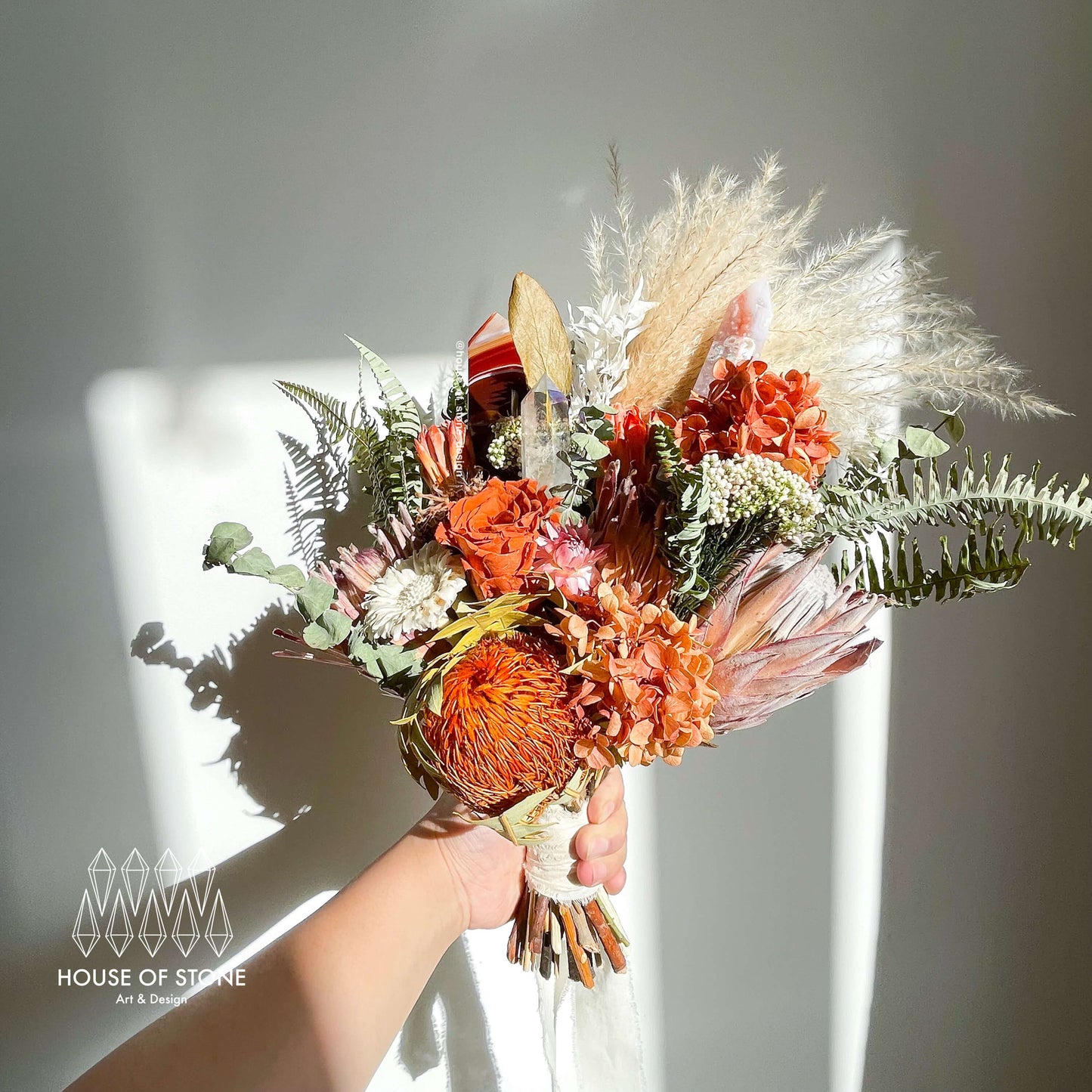 Crystal Dried Flowers Bouquet/Natural Crystal Preserved Flowers Bouquet/Wedding Crystal Bouquet/Home Decoration/2