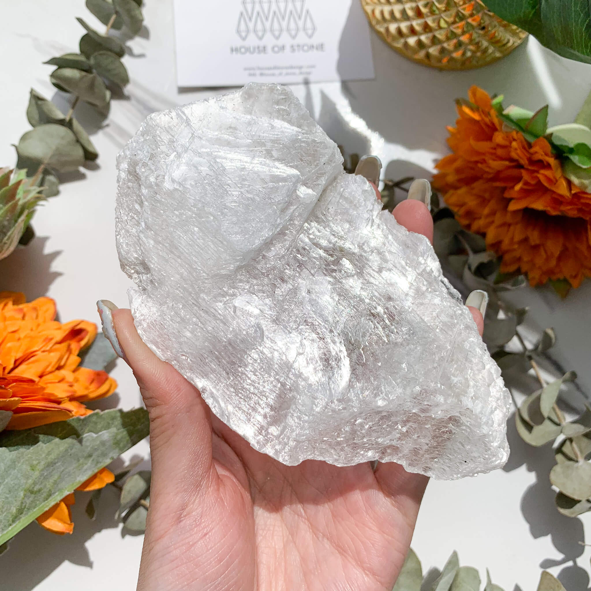 2024 Raw Selenite Crystal Slab - Charging, Clearing, Meditation, Tray, Grid ITEM # 2105-3014