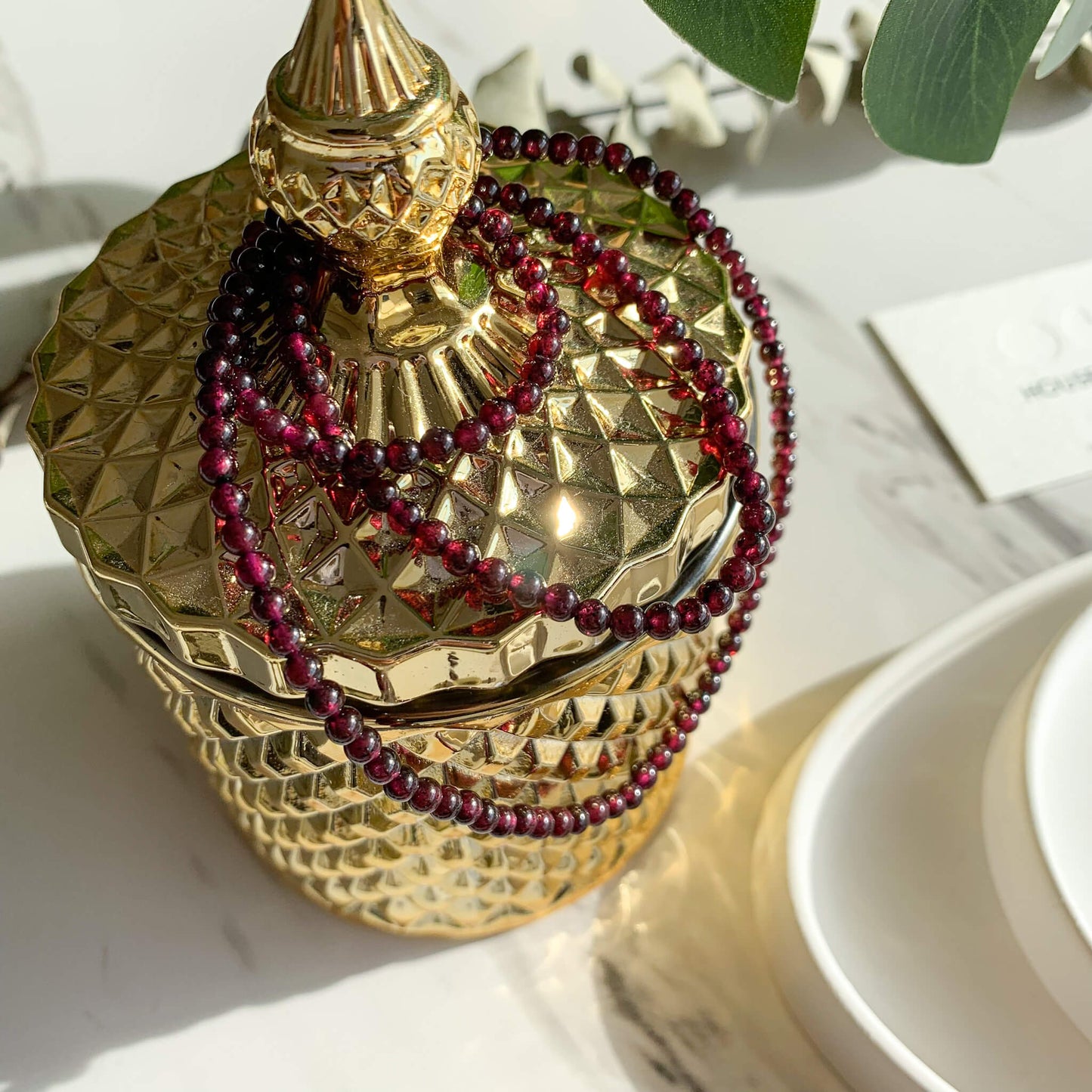 Natural Garnet Beads Bracelet/Gemstone Jewelry/Garnet Bracelet