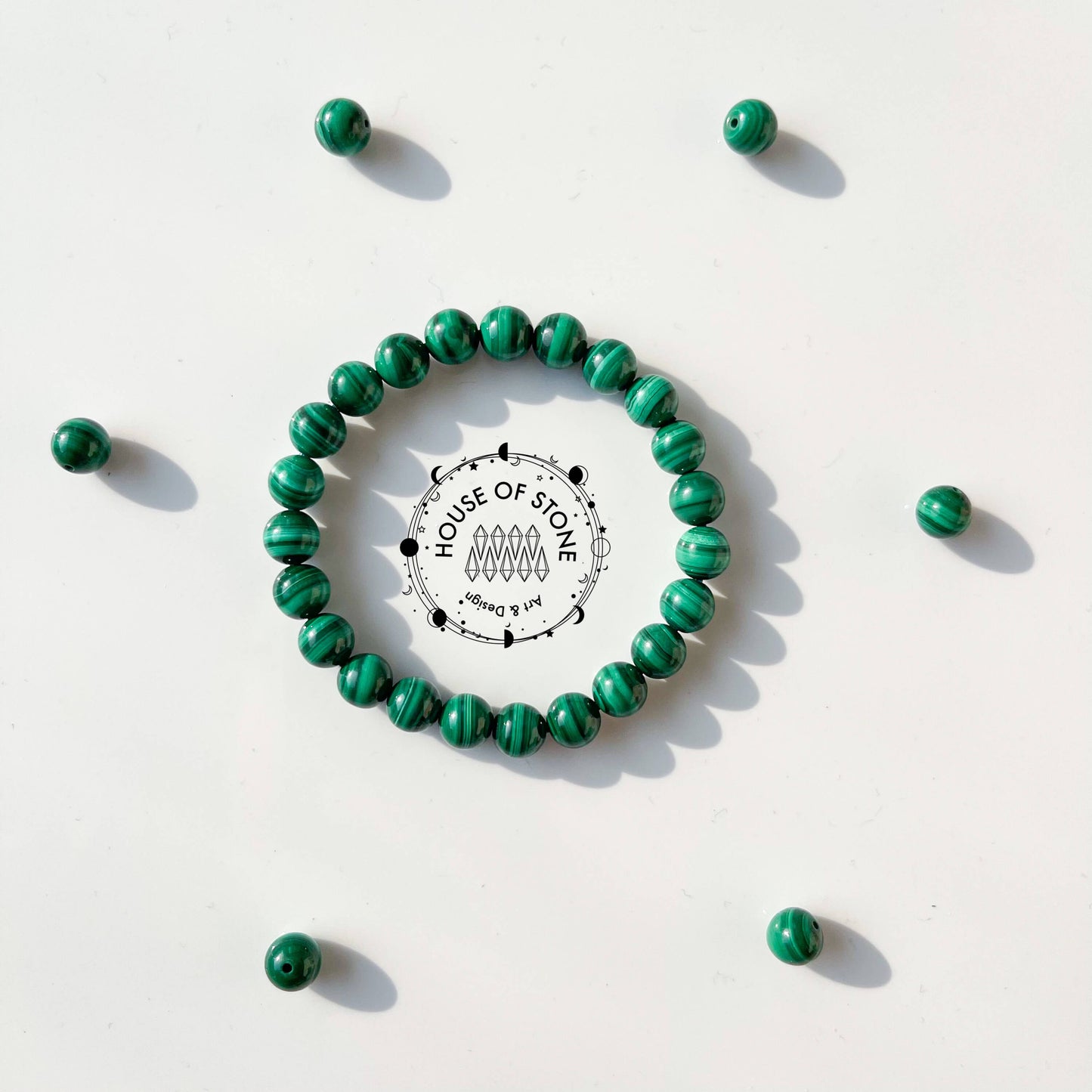 Malachite Bracelet/Natural Malachite Crystal Bracelet/Gemstone Beads Bracelet/8mm