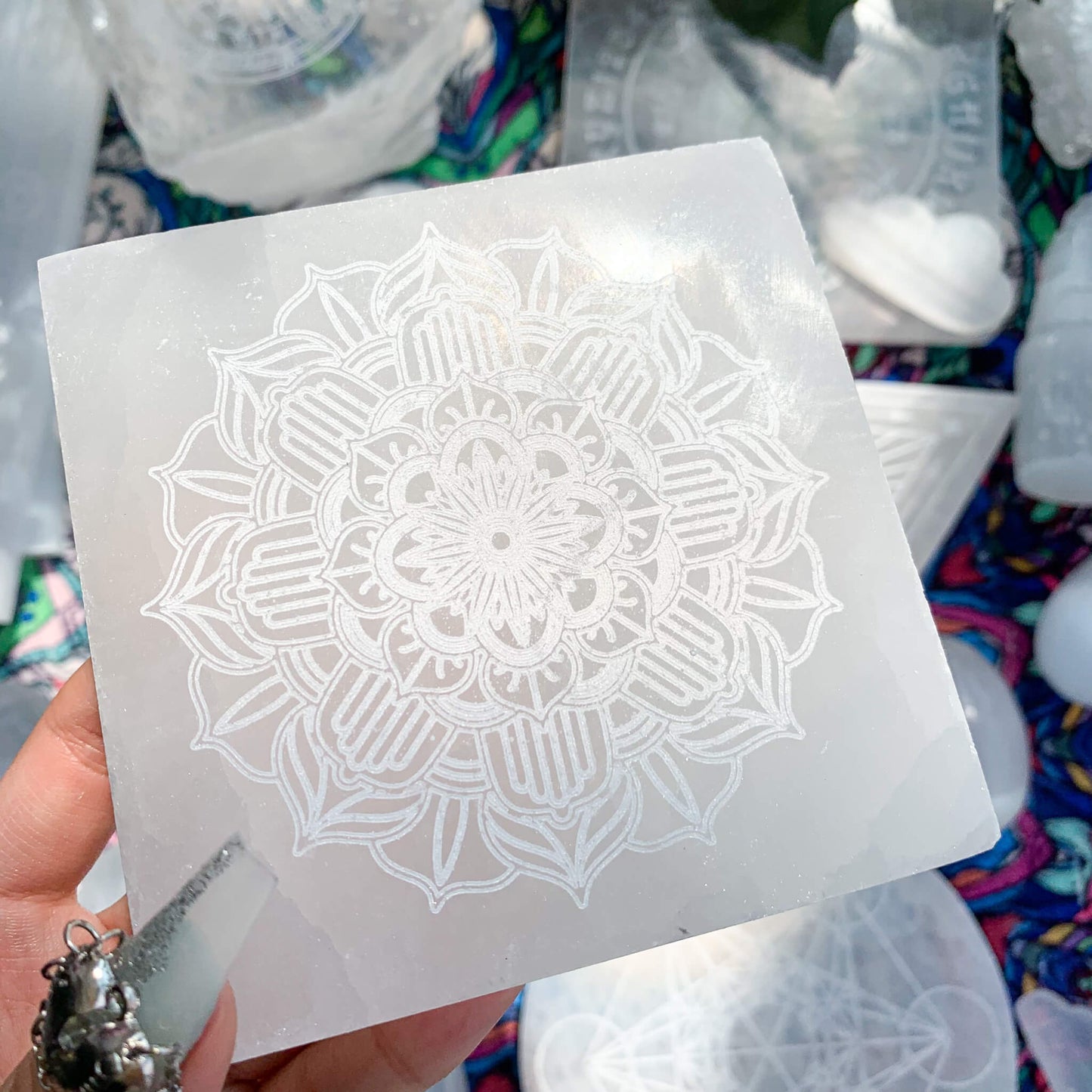 Selenite Charging Plate/Cleanse Crystals Plate/Selenite Etched Plate