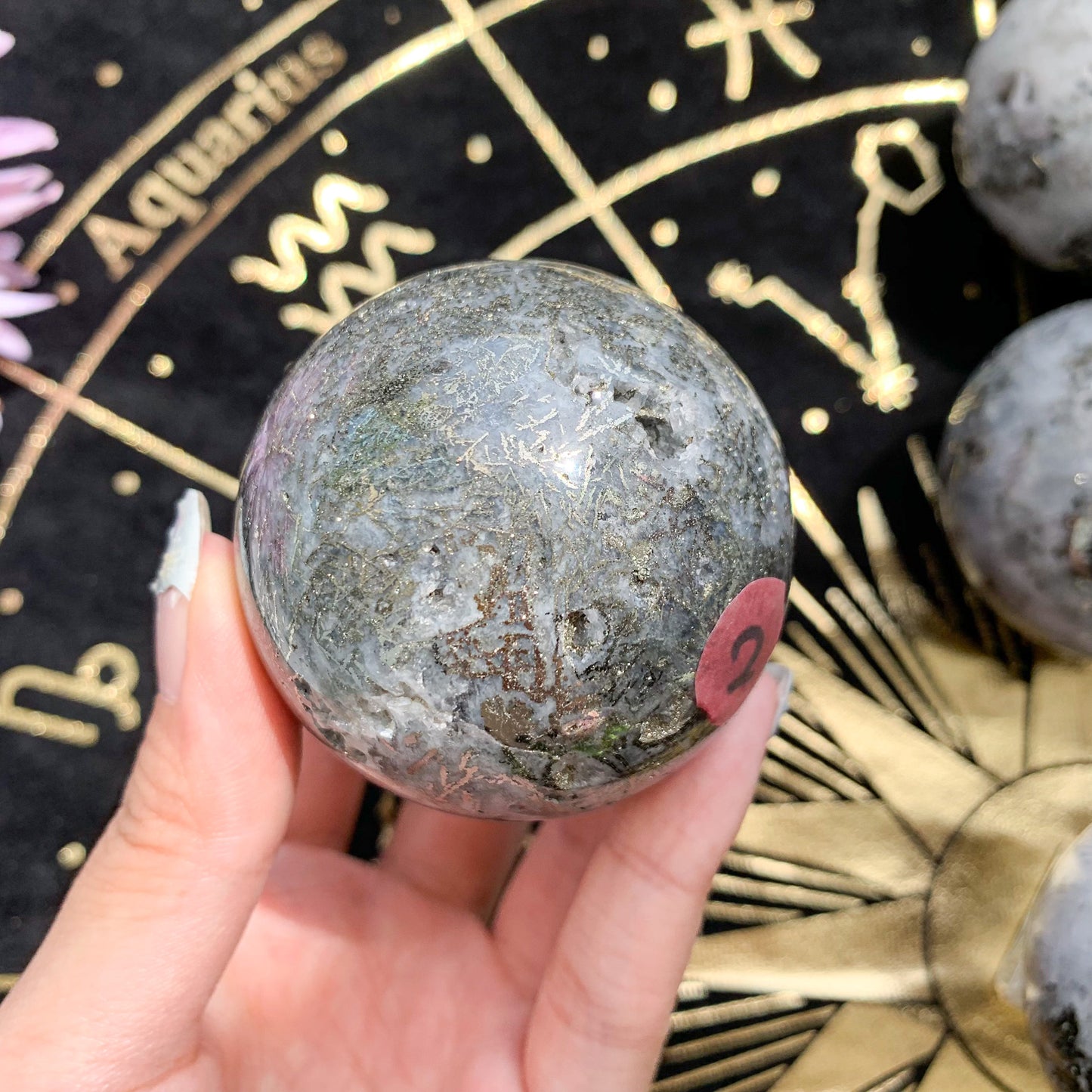 Natural Pyrite Agate with Quartz Sphere/Agatized Pyrite with Quartz Sphere