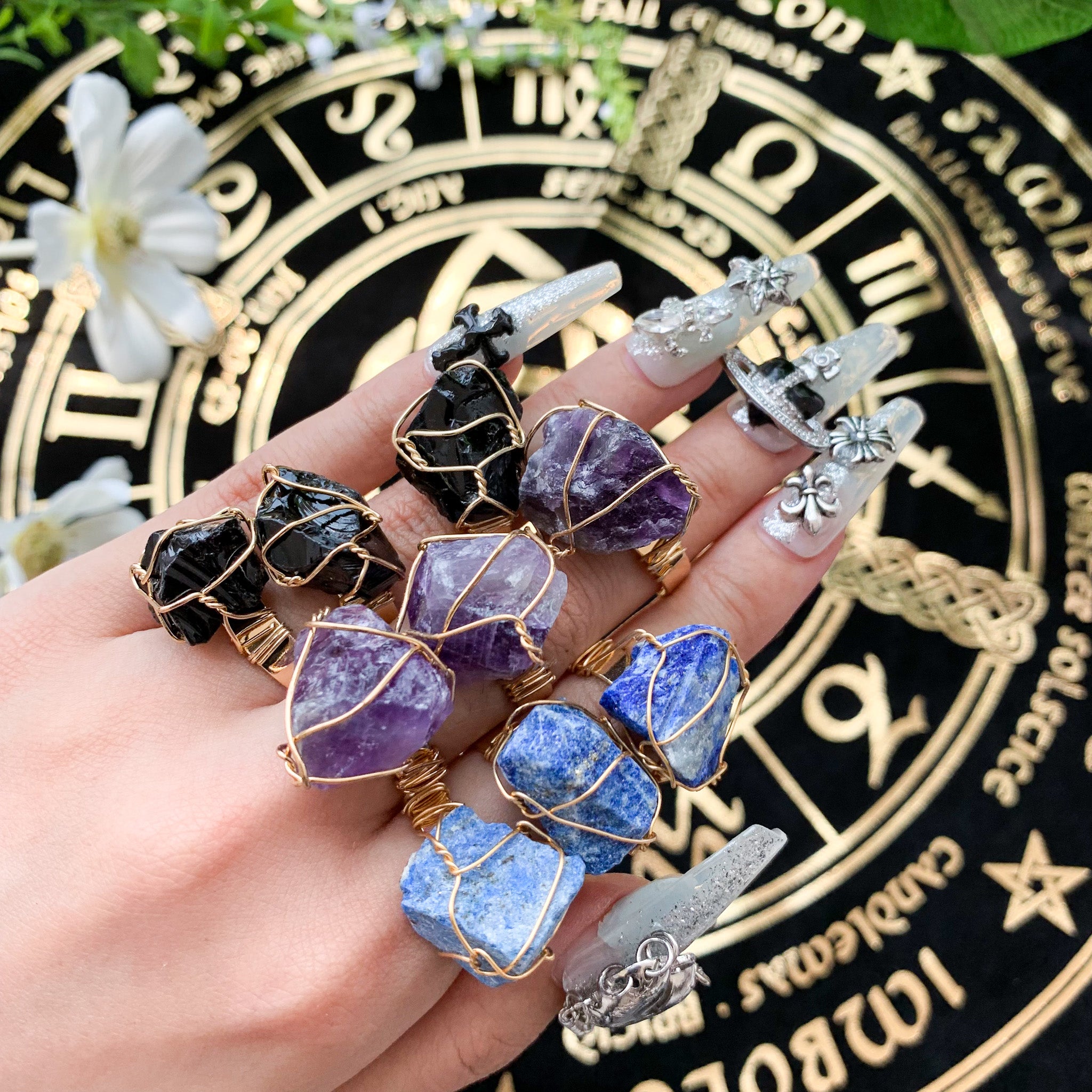 Handmade raw deals crystal rings