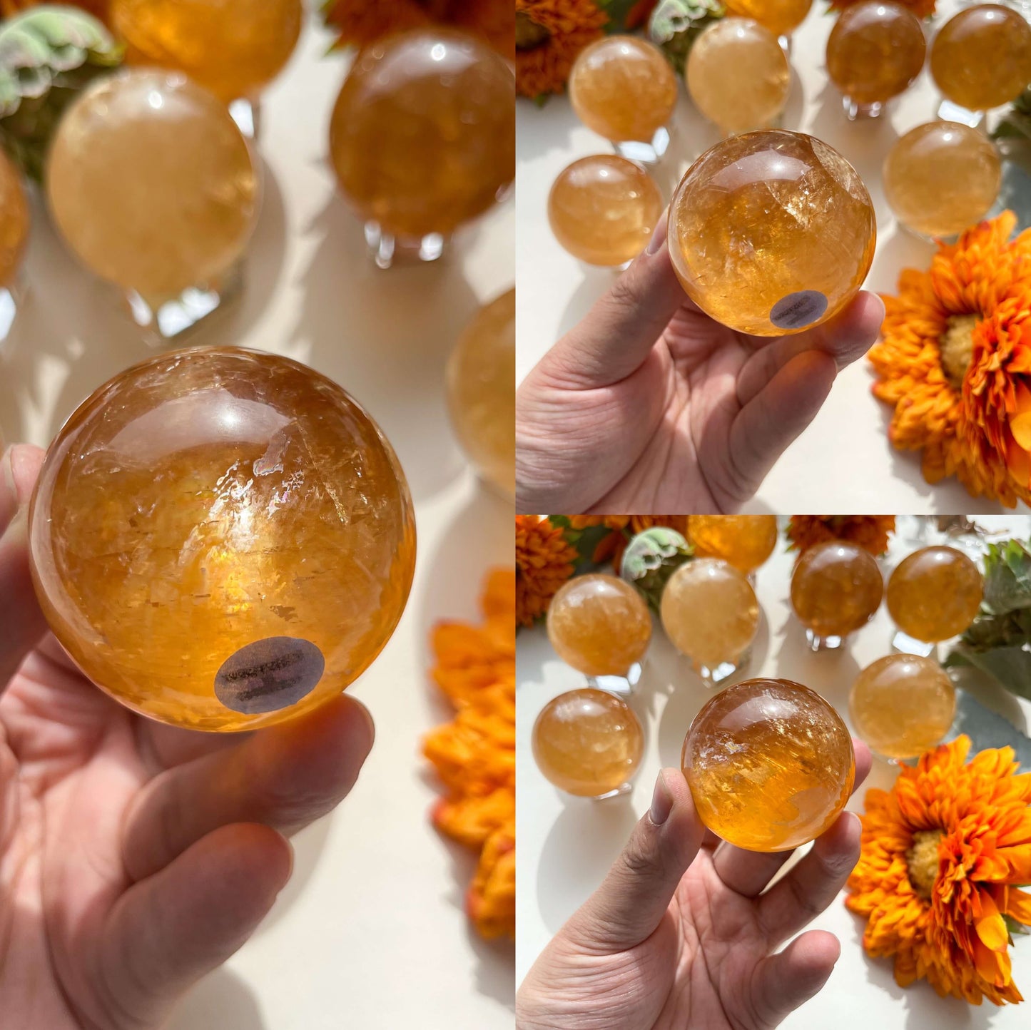 Optical Honey Calcite Sphere/Optical Rainbow Golden Calcite Sphere/Amber Calcite Crystal Sphere